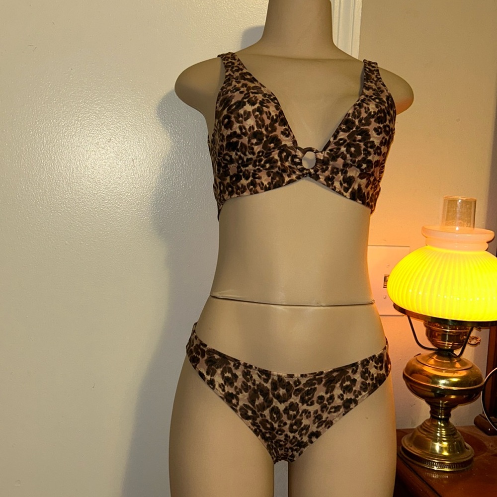 Aerie Longline Plunge Leopard Ring Bikini Top & Swim Choose Bikini Size
Set M